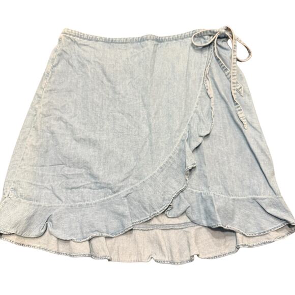 J. Crew Dresses & Skirts - J. Crew Light Wash Denim Wrap Mini Skirt
